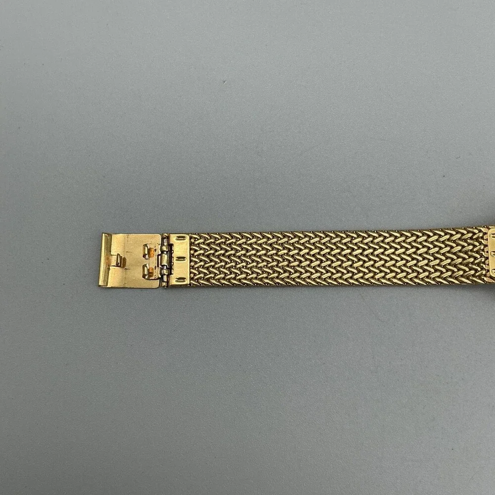 Elgin Womens Watch 35mm Champagne Dial Gold Crystals Mesh Band New Battery